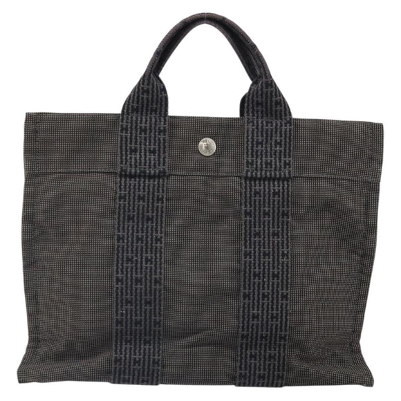 HERMES Her Line PM Hand Bag Canvas Gray Auth 172046