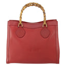 GUCCI Bamboo Hand Bag Leather Red Gold 002 1186 0260 Auth 172051-13