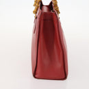 GUCCI Bamboo Hand Bag Leather Red Gold 002 1186 0260 Auth 172051-4