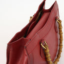 GUCCI Bamboo Hand Bag Leather Red Gold 002 1186 0260 Auth 172051-6
