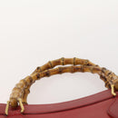 GUCCI Bamboo Hand Bag Leather Red Gold 002 1186 0260 Auth 172051-8