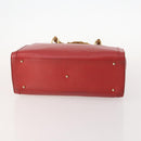 GUCCI Bamboo Hand Bag Leather Red Gold 002 1186 0260 Auth 172051-5