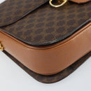 CELINE Macadam Canvas Horsebit Shoulder Bag PVC Leather Brown Gold Auth 172052-11