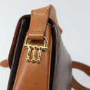 CELINE Macadam Canvas Horsebit Shoulder Bag PVC Leather Brown Gold Auth 172052-14