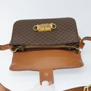 CELINE Macadam Canvas Horsebit Shoulder Bag PVC Leather Brown Gold Auth 172052-16