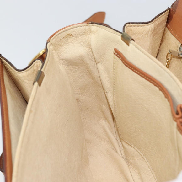 CELINE Macadam Canvas Horsebit Shoulder Bag PVC Leather Brown Gold Auth 172052