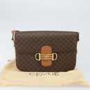CELINE Macadam Canvas Horsebit Shoulder Bag PVC Leather Brown Gold Auth 172052-25