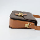 CELINE Macadam Canvas Horsebit Shoulder Bag PVC Leather Brown Gold Auth 172052-4
