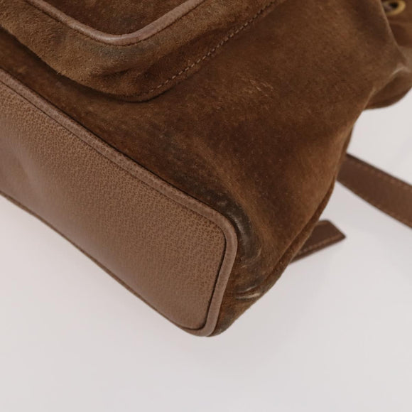 GUCCI Bamboo Backpack Suede Brown Gold 003 2852 0030 0 Auth 172054