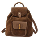 GUCCI Bamboo Backpack Suede Brown Gold 003 2852 0030 0 Auth 172054-13