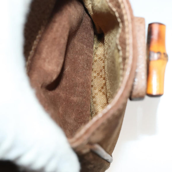 GUCCI Bamboo Backpack Suede Brown Gold 003 2852 0030 0 Auth 172054