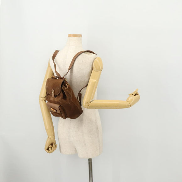 GUCCI Bamboo Backpack Suede Brown Gold 003 2852 0030 0 Auth 172054