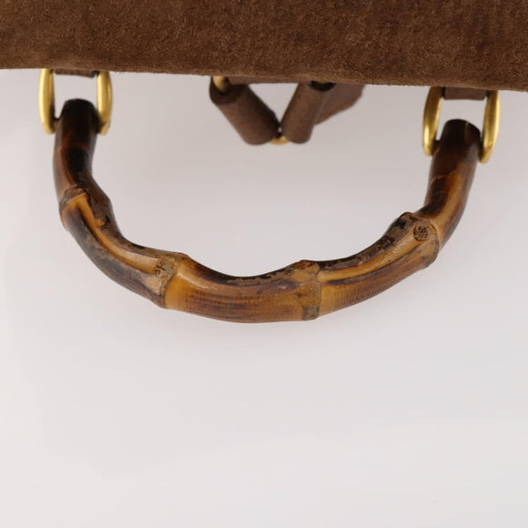 GUCCI Bamboo Backpack Suede Brown Gold 003 2852 0030 0 Auth 172054