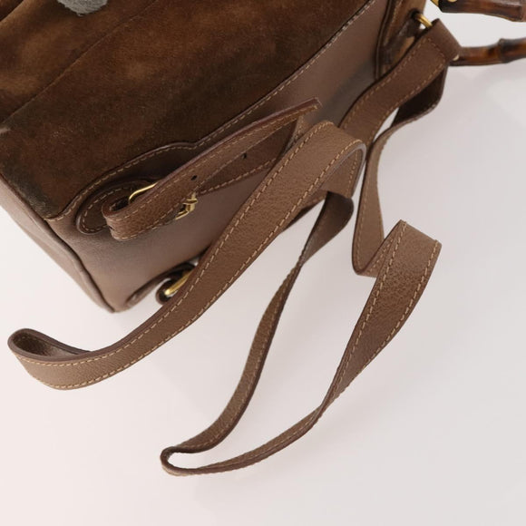 GUCCI Bamboo Backpack Suede Brown Gold 003 2852 0030 0 Auth 172054
