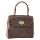 CELINE Macadam Canvas Hand Bag PVC Leather Brown Gold Auth 172055-1