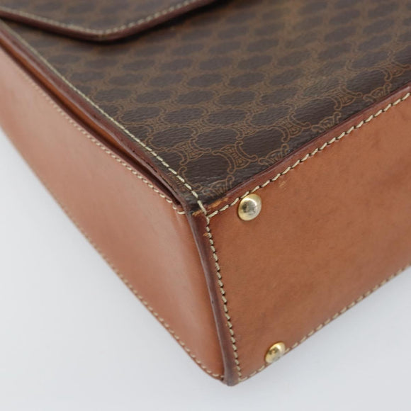 CELINE Macadam Canvas Hand Bag PVC Leather Brown Gold Auth 172055