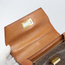 CELINE Macadam Canvas Hand Bag PVC Leather Brown Gold Auth 172055-16