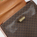 CELINE Macadam Canvas Hand Bag PVC Leather Brown Gold Auth 172055-17