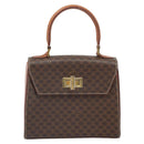CELINE Macadam Canvas Hand Bag PVC Leather Brown Gold Auth 172055-2