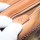 CELINE Macadam Canvas Hand Bag PVC Leather Brown Gold Auth 172055-25