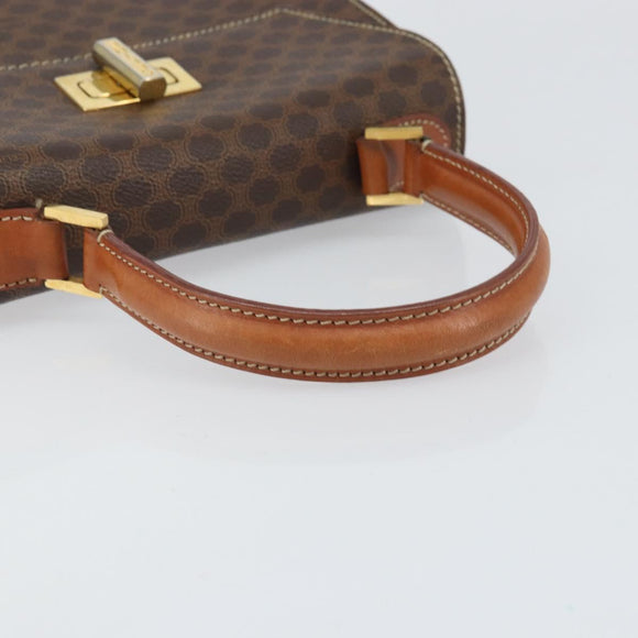 CELINE Macadam Canvas Hand Bag PVC Leather Brown Gold Auth 172055