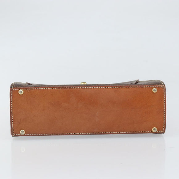 CELINE Macadam Canvas Hand Bag PVC Leather Brown Gold Auth 172055