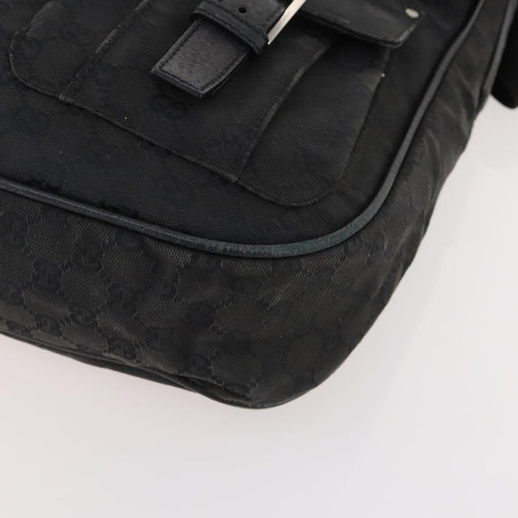 GUCCI GG Canvas Schoudertas Zwart Zilver 114269 Auth 172056