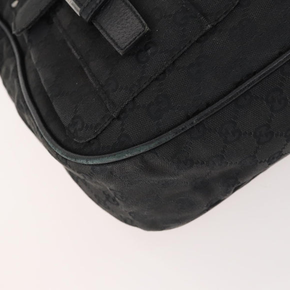 GUCCI GG Canvas Schoudertas Zwart Zilver 114269 Auth 172056