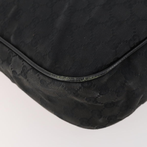 GUCCI GG Canvas Schoudertas Zwart Zilver 114269 Auth 172056
