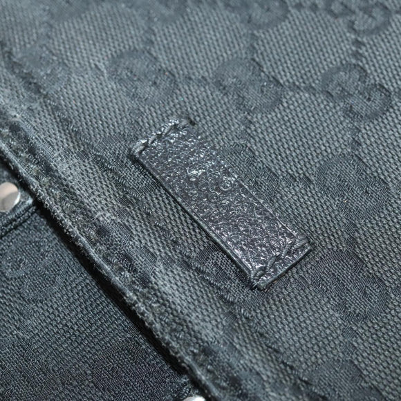 GUCCI GG Canvas Schoudertas Zwart Zilver 114269 Auth 172056