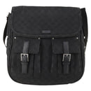 GUCCI GG Canvas Schoudertas Zwart Zilver 114269 Auth 172056-13