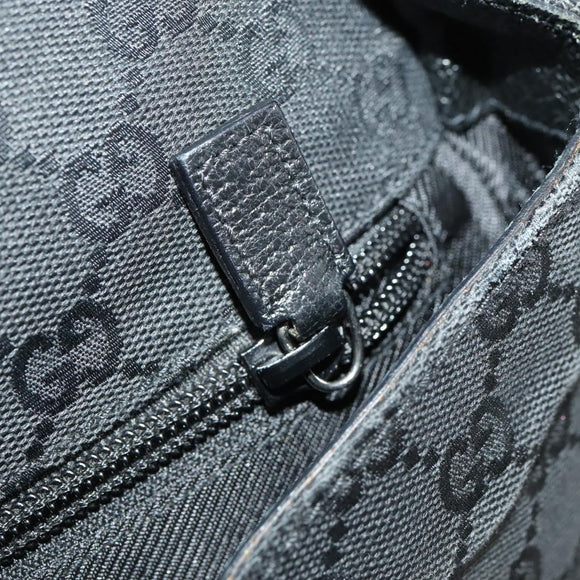 GUCCI GG Canvas Schoudertas Zwart Zilver 114269 Auth 172056