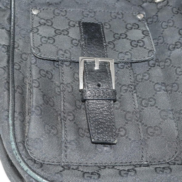 GUCCI GG Canvas Schoudertas Zwart Zilver 114269 Auth 172056