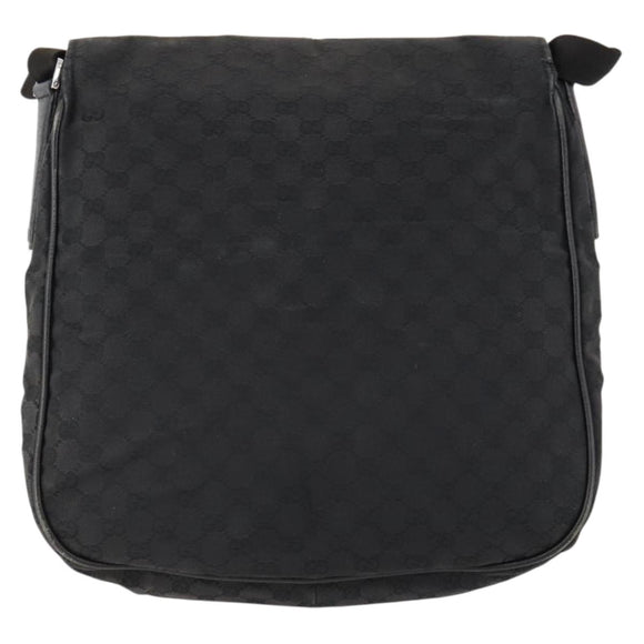 GUCCI GG Canvas Schoudertas Zwart Zilver 114269 Auth 172056