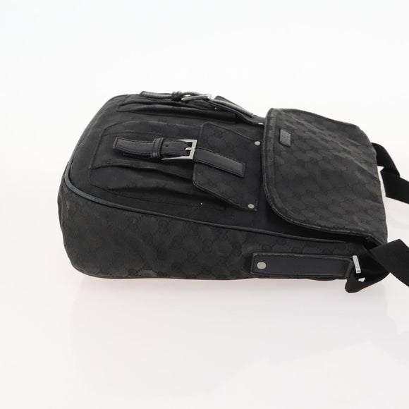 GUCCI GG Canvas Schoudertas Zwart Zilver 114269 Auth 172056