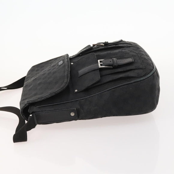 GUCCI GG Canvas Schoudertas Zwart Zilver 114269 Auth 172056