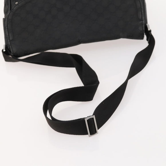 GUCCI GG Canvas Schoudertas Zwart Zilver 114269 Auth 172056