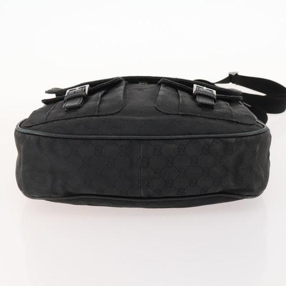 GUCCI GG Canvas Schoudertas Zwart Zilver 114269 Auth 172056