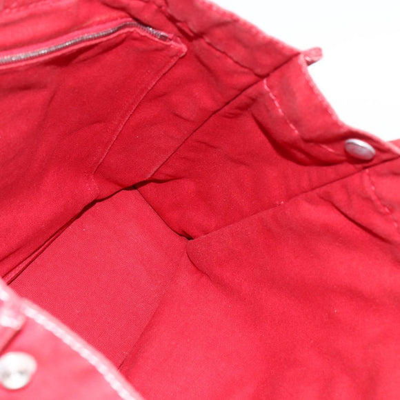 HERMES Fourre Tout MM Hand Bag Canvas Red Silver Auth 172057