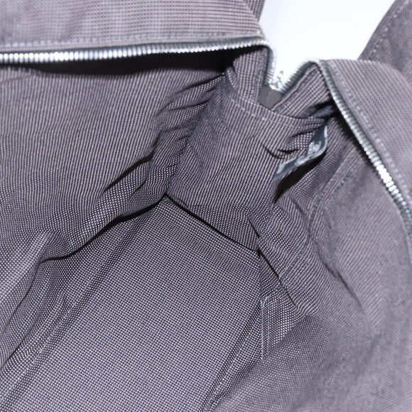 HERMES Her Line Tote MM Hand Bag Canvas Gray Silver Auth 172058