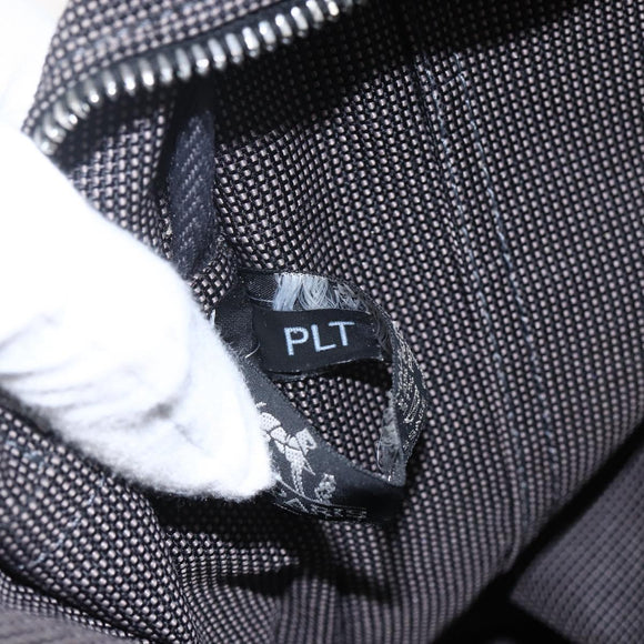 HERMES Her Line Tote MM Hand Bag Canvas Gray Silver Auth 172058