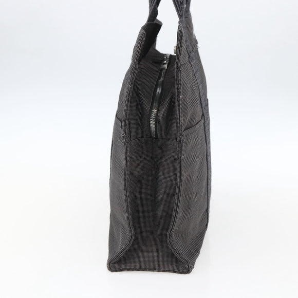 HERMES Her Line Tote MM Hand Bag Canvas Gray Silver Auth 172060