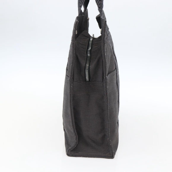 HERMES Her Line Tote MM Hand Bag Canvas Gray Silver Auth 172060