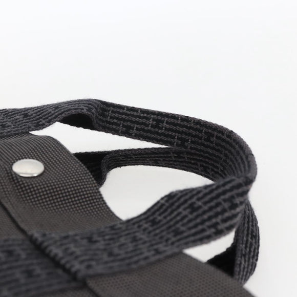 HERMES Her Line Tote MM Hand Bag Canvas Gray Silver Auth 172060