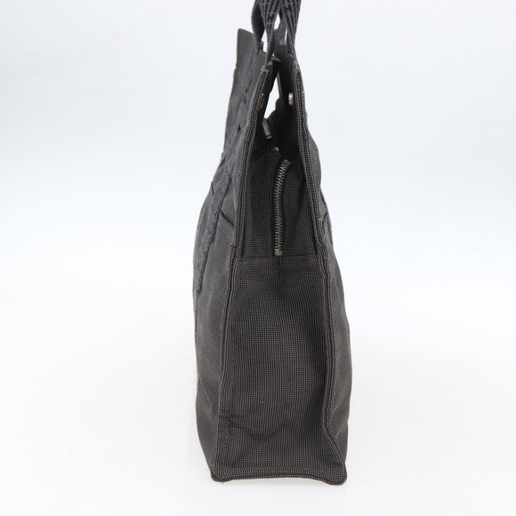 HERMES Her Line Tote MM Hand Bag Canvas Gray Silver Auth 172061