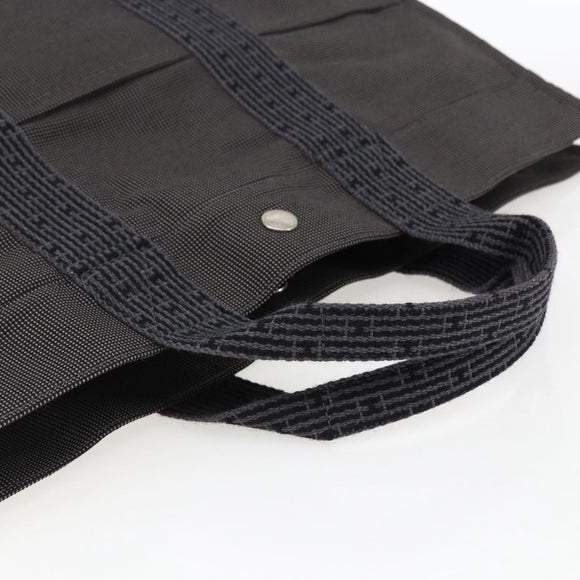 HERMES Her Line Tote MM Hand Bag Canvas Gray Silver Auth 172061