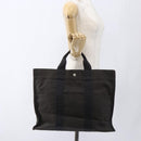 HERMES Her Line Tote MM Hand Bag Canvas Gray Silver Auth 172062-20