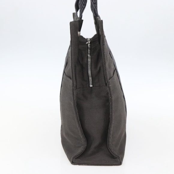 HERMES Her Line Tote MM Hand Bag Canvas Gray Silver Auth 172062