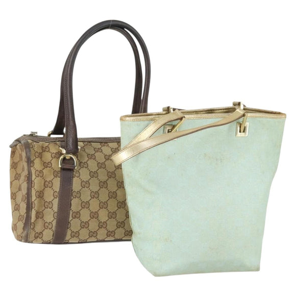 GUCCI GG Canvas Shoulder Bag 2 Set Baby Blue Beige Auth 172063