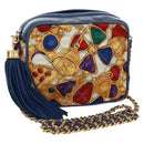 CHANEL Matelasse Chain Shoulder Bag Silk Multicolor Gold CC Auth 172070SAV-1